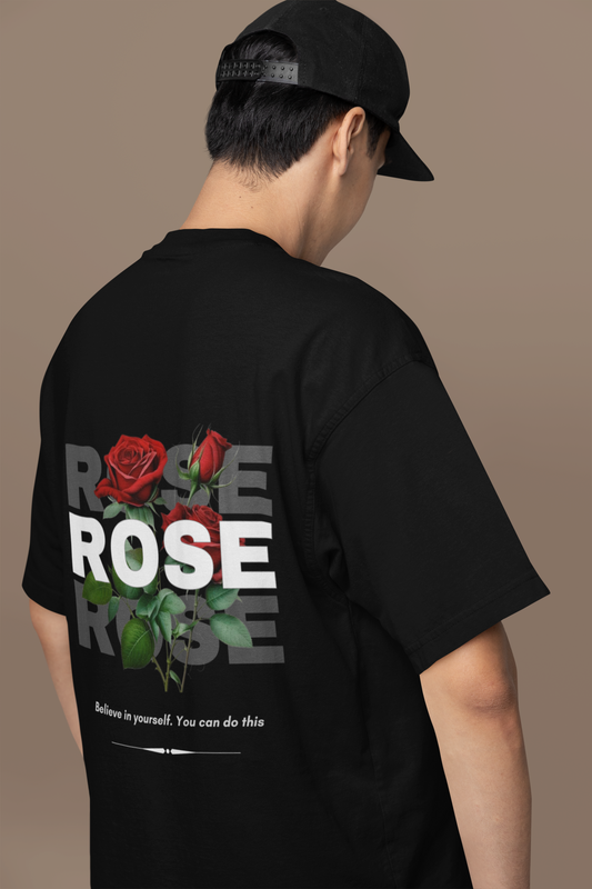 T-shirt à imprimé rose audacieux 🌹