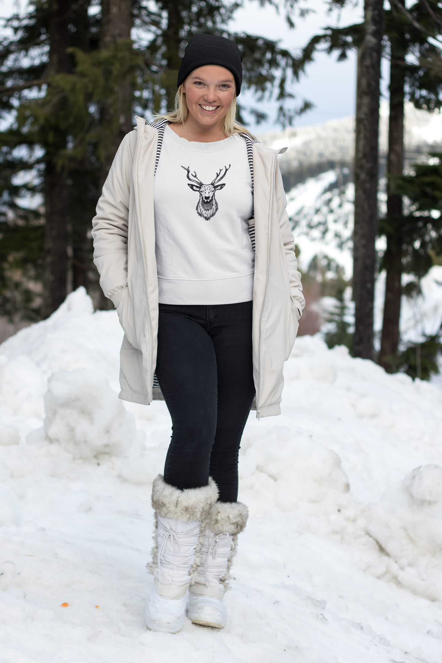 Sweat-shirt Cerf dans la nature 