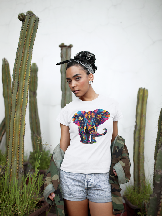 🌸 T-shirt à motif éléphant fleuri 🌸